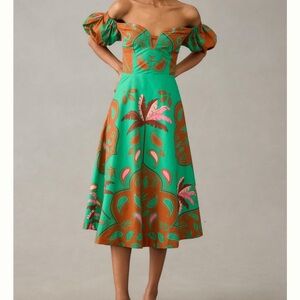 Worn once- Anthro Maeve Puff-Sleeve Sweetheart Dress